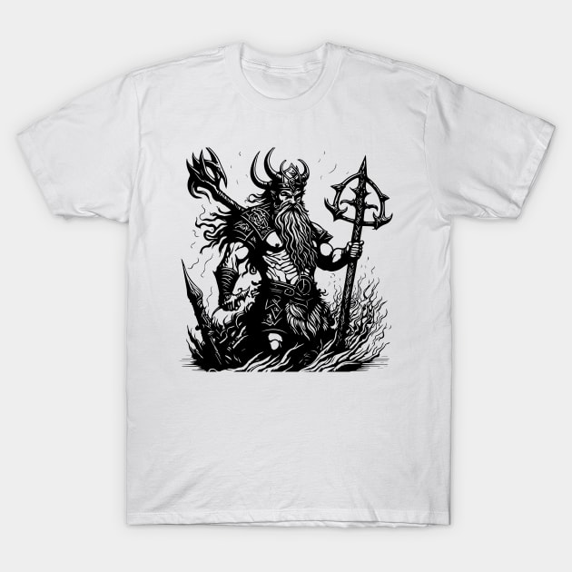 Scandinavian Viking at the sea T-Shirt by lkn